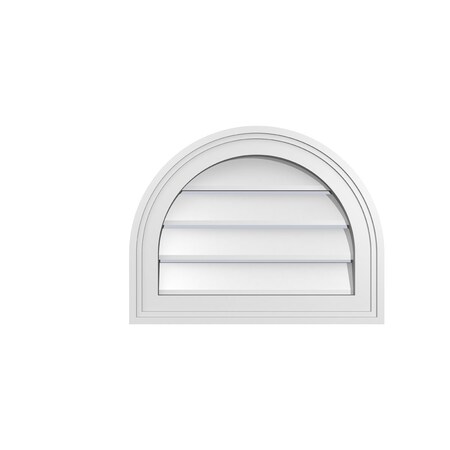 Ekena Millwork Round Top Surface Mount PVC Gable Vent: Functional, w/ 2"W x 1-1/2"P Brickmould Frame, 18"W x 14"H GVPRT18X1402SF